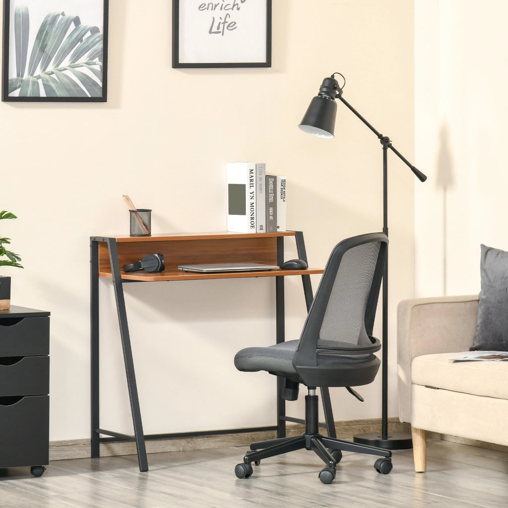 Scrivania per Computer ¨C Xylo ¨C Legno Noce e Metallo Nero 84x45x85cm
