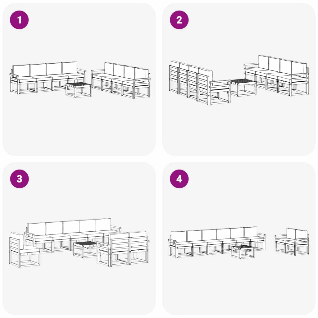 Set di divani da esterno 9 pz Bianco e Beige 3387422