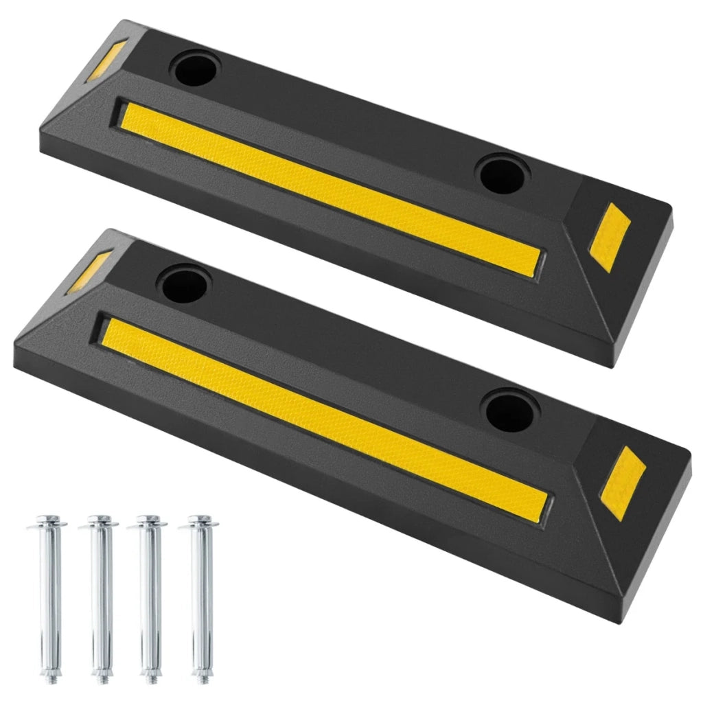 Set di 2 fermaruote in gomma 54,5 x 16 x 9 cm maggiore sicurezza design rinforzato in giallo 20_0019525