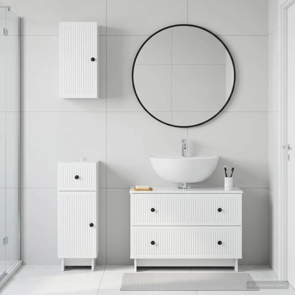 Set di armadietti da bagno in 3 pezzi EDE Bianco Lucido 3417742