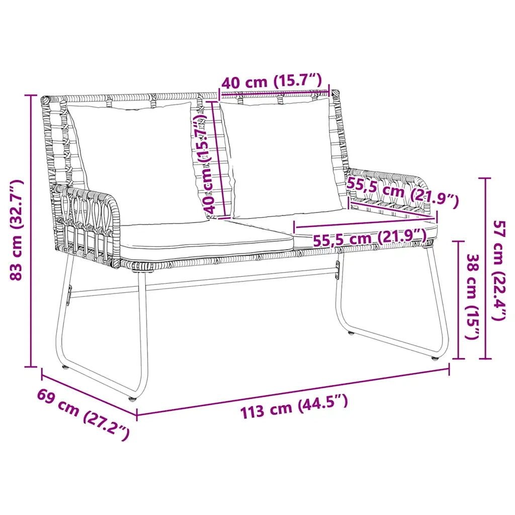 Set da Pranzo per Giardino 3 pcs Nero e antracite polyrattan 42010352