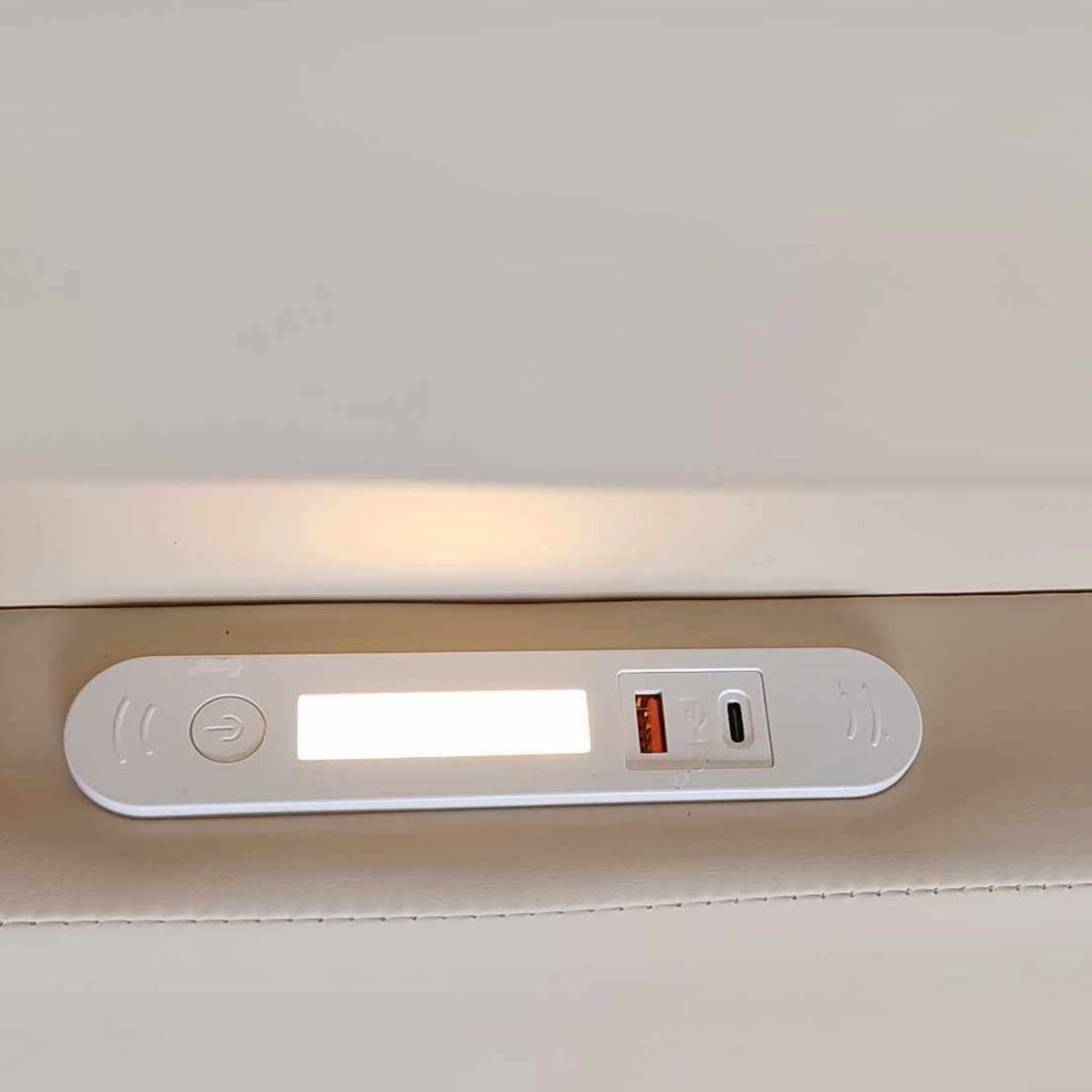 Letto Singolo Imbottito per Bambini con Luce LED e USB ¨C MINIMAL ¨C Similpelle Beige 90x200