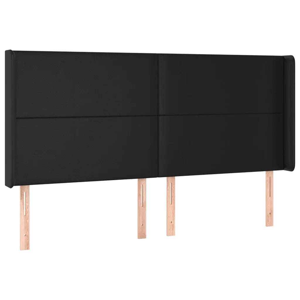 Testiera | Testata a LED Nera 163x16x118/128 cm in Similpelle