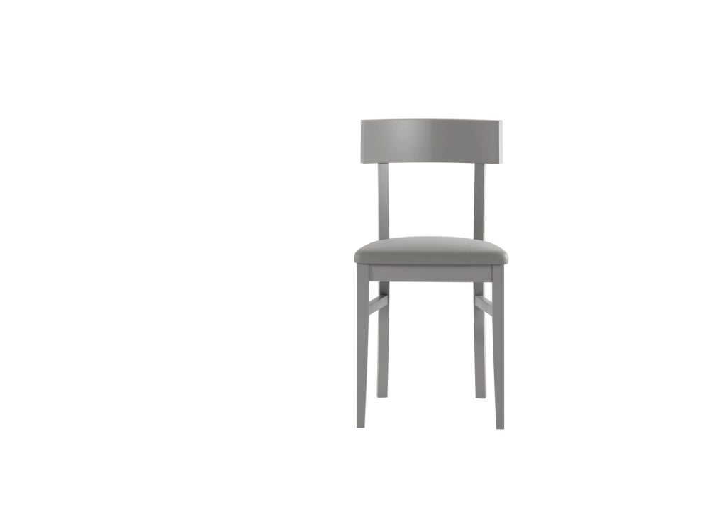 Sedia da interno Monaco in legno di faggio laccato grigio chiaro con seduta imbottita in similpelle e schienale in legno - 2 pezzi