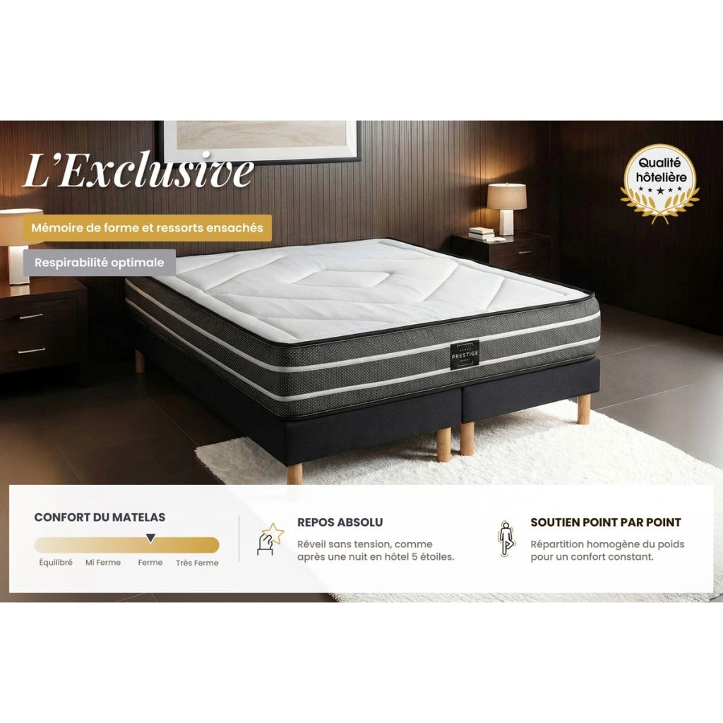 Materasso 200x200 cm Molle insacchettate e memory foam - Esclusivo