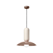 Lampadario Vintage Decò Pau Ceramica Crena E Moka 1 Luce E27