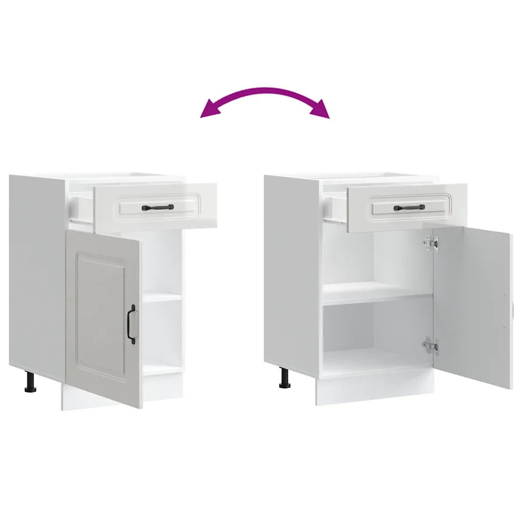 Mobile da cucina Kalmar 50 x 46 x 81,5 cm ampio spazio contenitivo piedini regolabili legno composito bianco lucido 02_0049902