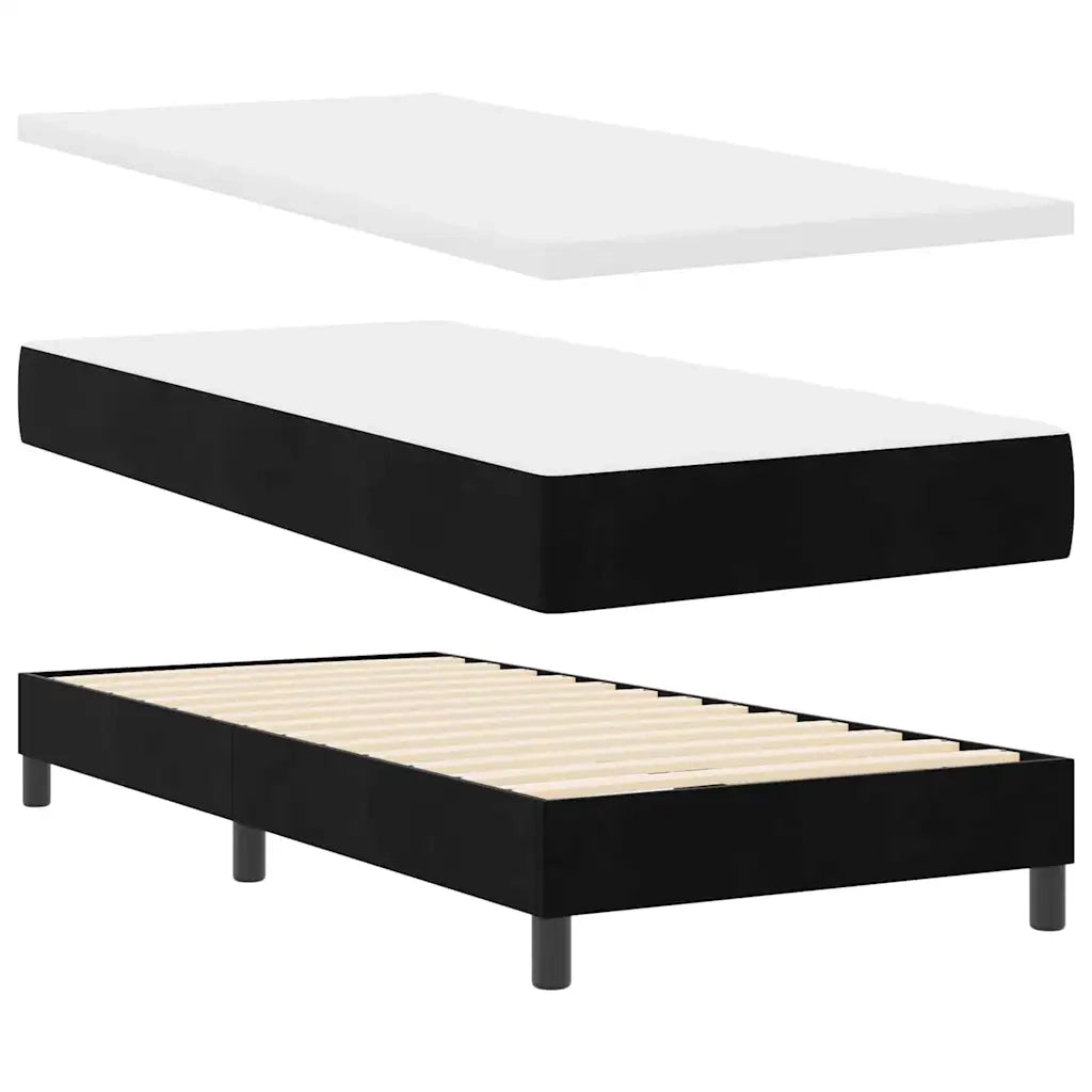 Letto a molle con materasso Nero 90 x 190 cm Velluto 3339076