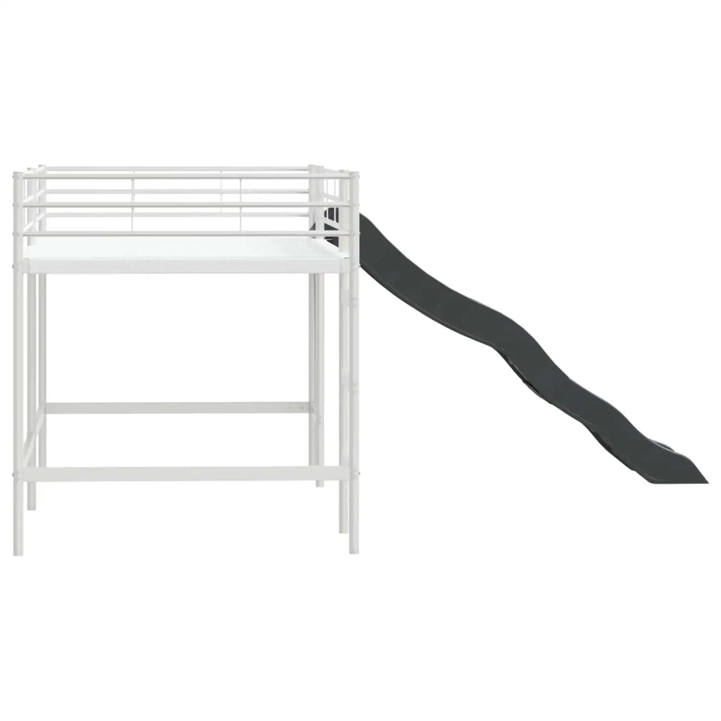 Letto loft per bambini con scivolo Bianco e Antracite