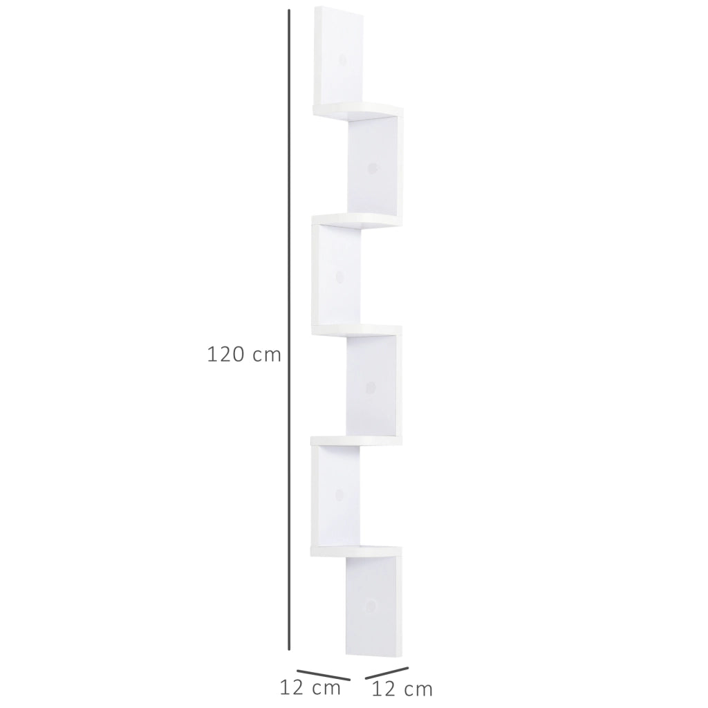 Scaffale angolare a parete 5 ripiani zigzag ¨C Xylo ¨C legno bianco 120cm