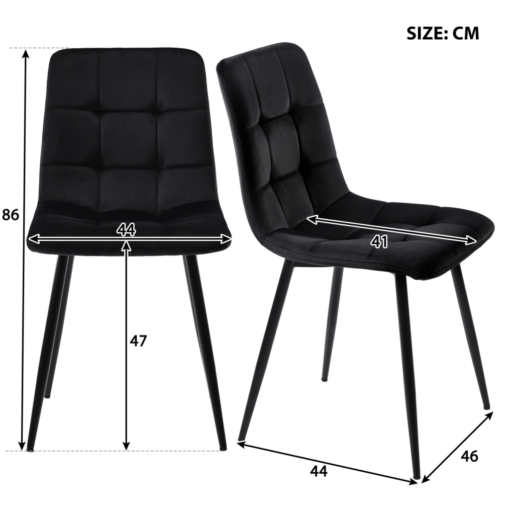Set da pranzo nero con tavolo e 4 sedie
