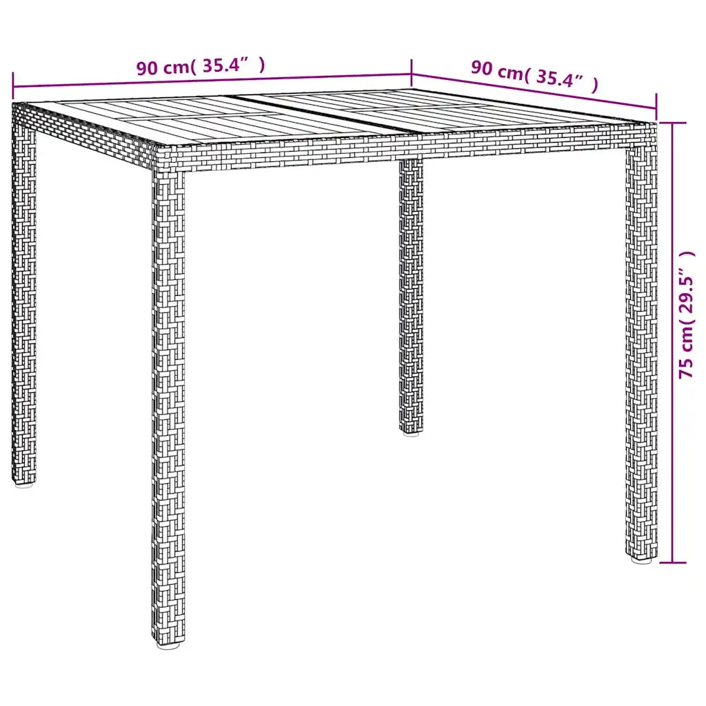 Tavolo da Giardino Nero 90 x 90 x 75 cm polyrattan 362537