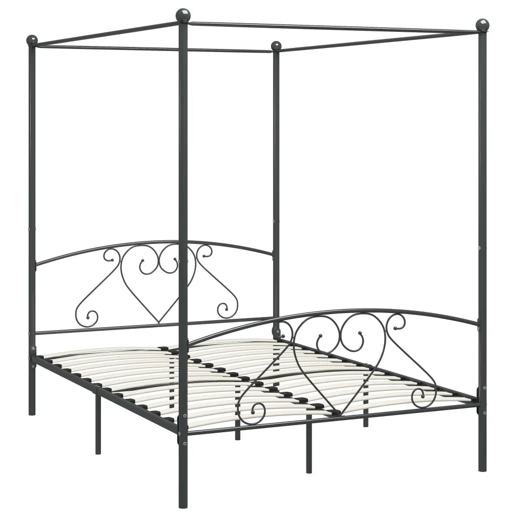 Letto matrimoniale | Letto per adulti | Giroletto Baldacchino senza Materasso Grigio 160x200 cm Metallo
