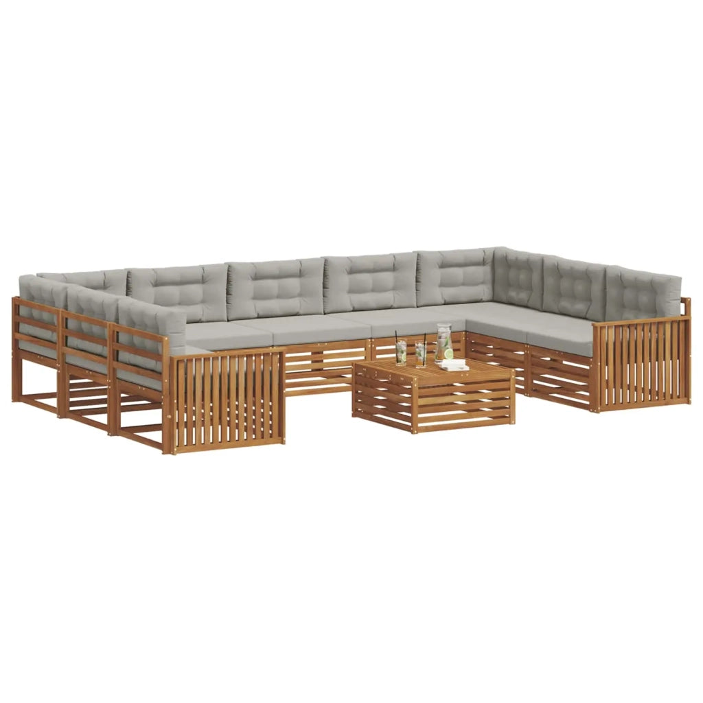 Set di divani da esterno 10 pz Grigio Naturale e Chiaro 3374166