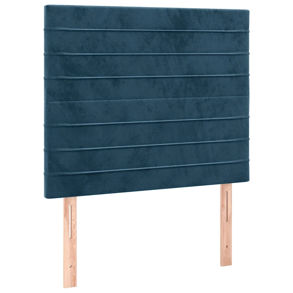 Letto a Molle con Materasso e LED Blu Scuro 90x200cm in Velluto 3136165