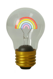 Lampadina in vetro con arcobaleno