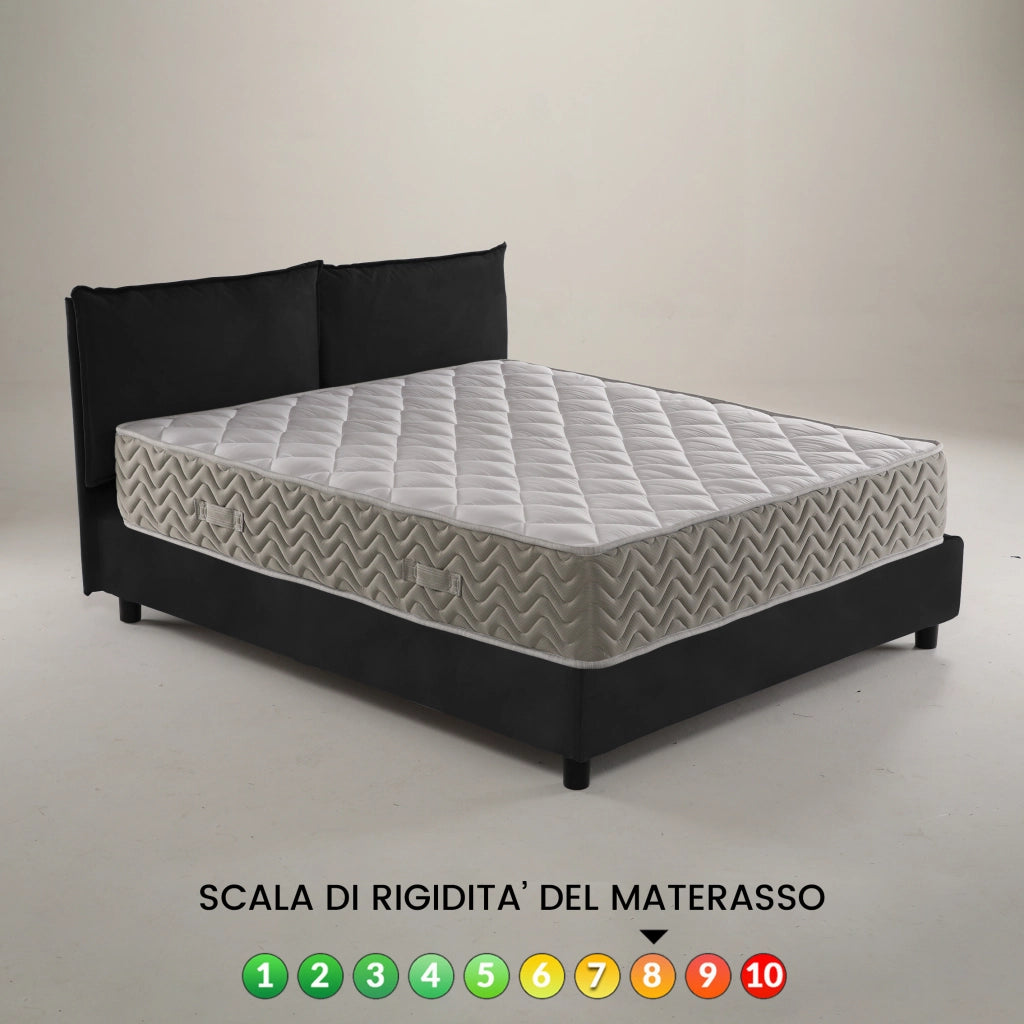 Materasso a molla singolo rigido 90X200 Cm ortopedico, capovolgibile lato rigido/semirigido Massaggiante H21cm, contro il mal di schiena, tessuto anallergico - MOD. MASSAGE.21