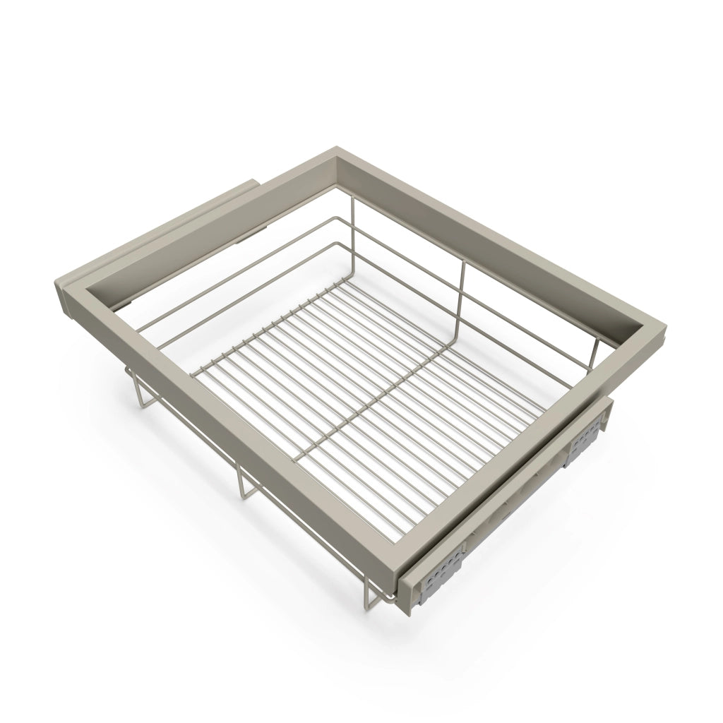Kit Cestello in Filo Metallico e Telaio per Armadio 600 mm in Alluminio e Plastica Emuca