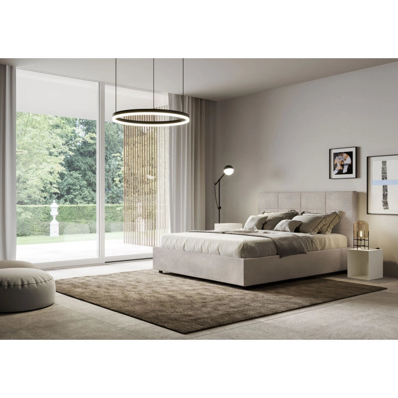 Letto imbottito Piazza e mezzo 130x210 cm Mika - Contenitore,Microfibra,Sabbia