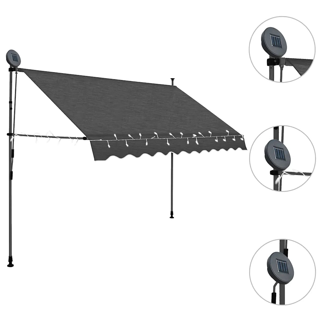 Tenda da Sole Retrattile Manuale con LED 250 cm Antracite 145865