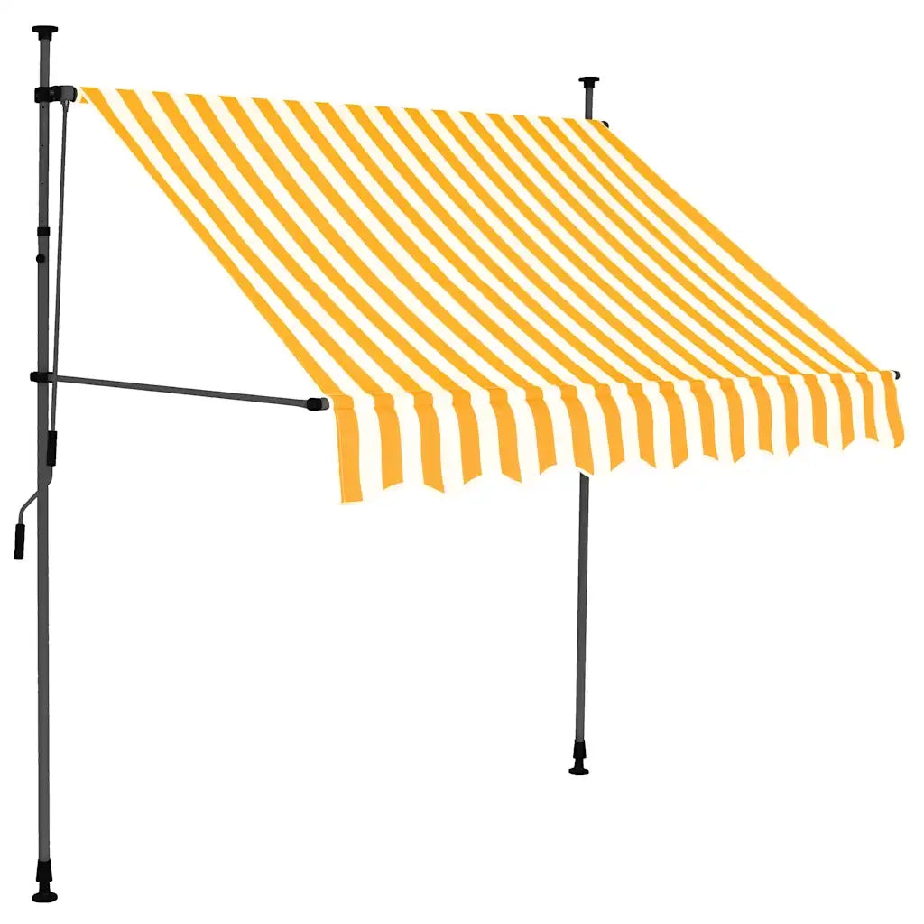 Tenda da Sole Retrattile Manuale LED 150 cm Bianca e Arancione 145856