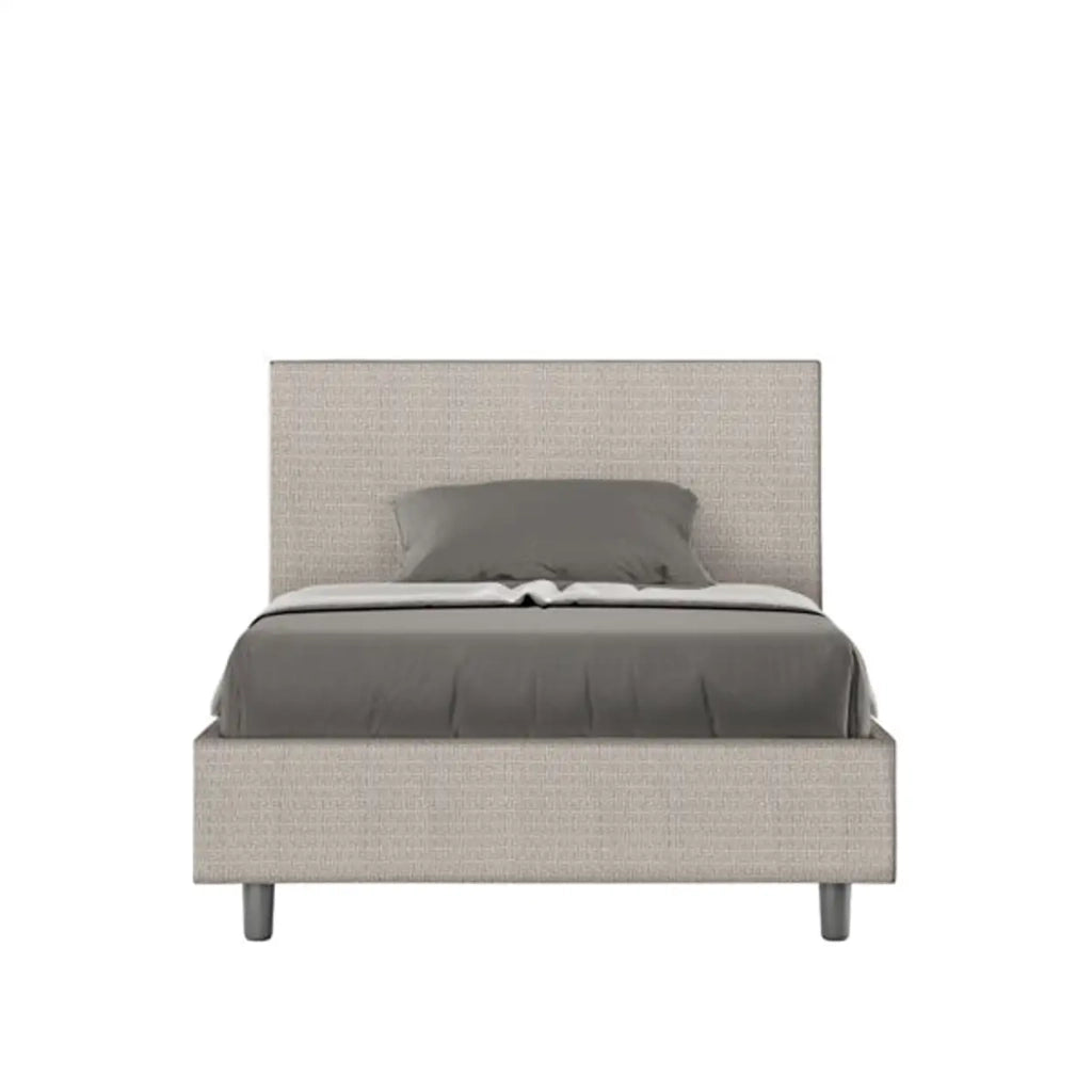 Letto una piazza e mezza contenitore imbottito 120x210 tessuto Labirinto 1 bianco Adele