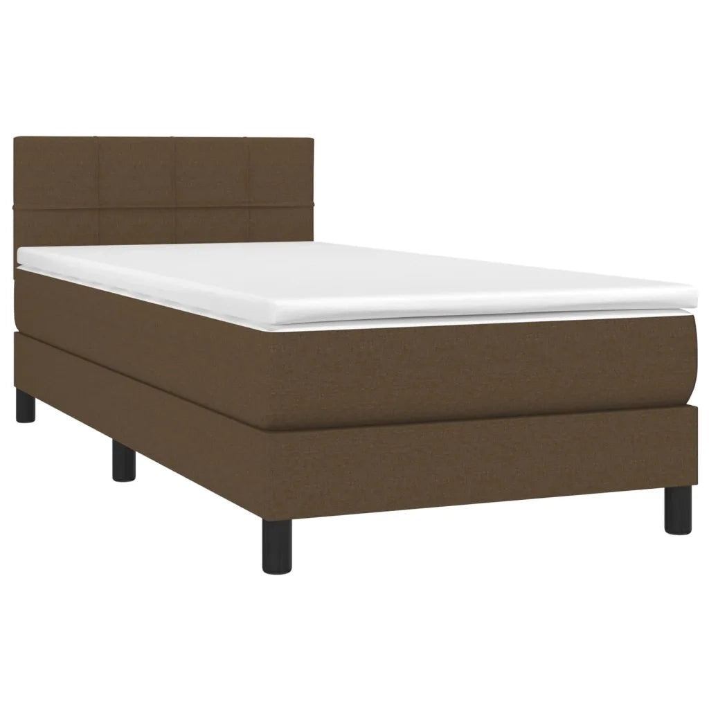 Letto a Molle Materasso e LED Marrone Scuro 80x200cm in Tessuto