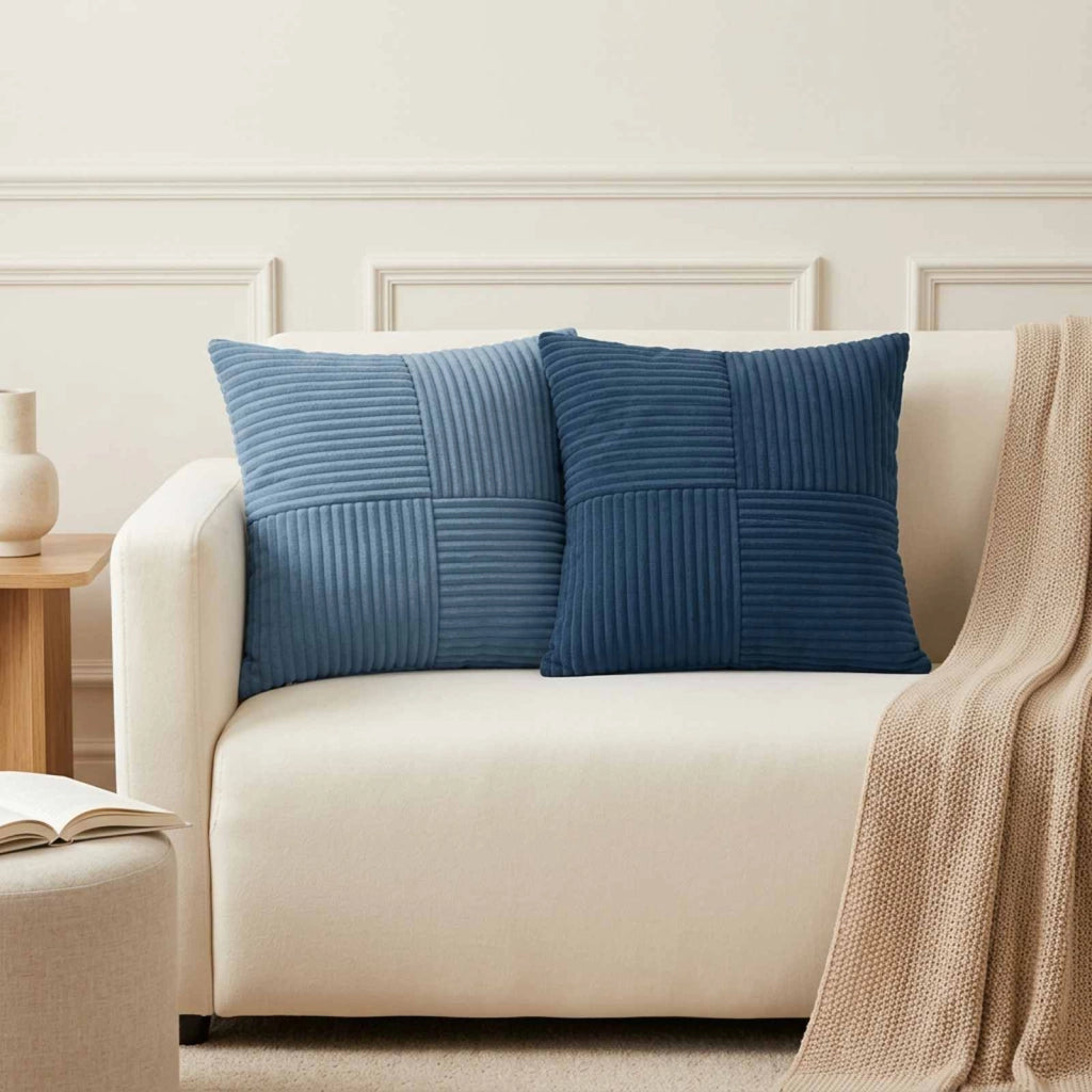 Federa 6 pz ALMELO Blu navy 40 x 40 cm corduroy 914198