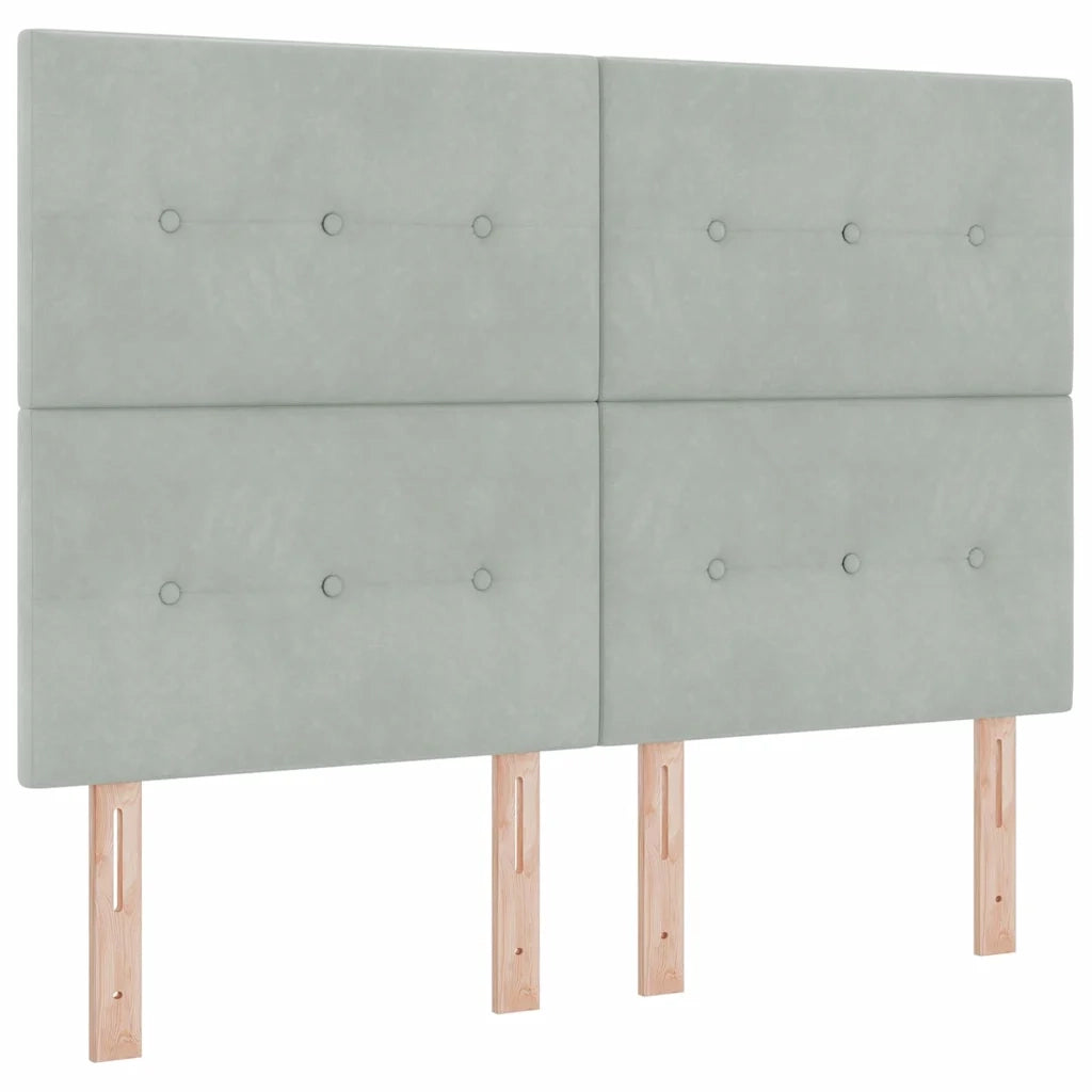 Letto a molle con materasso Grigio chiaro 140 x 190 cm Velluto
