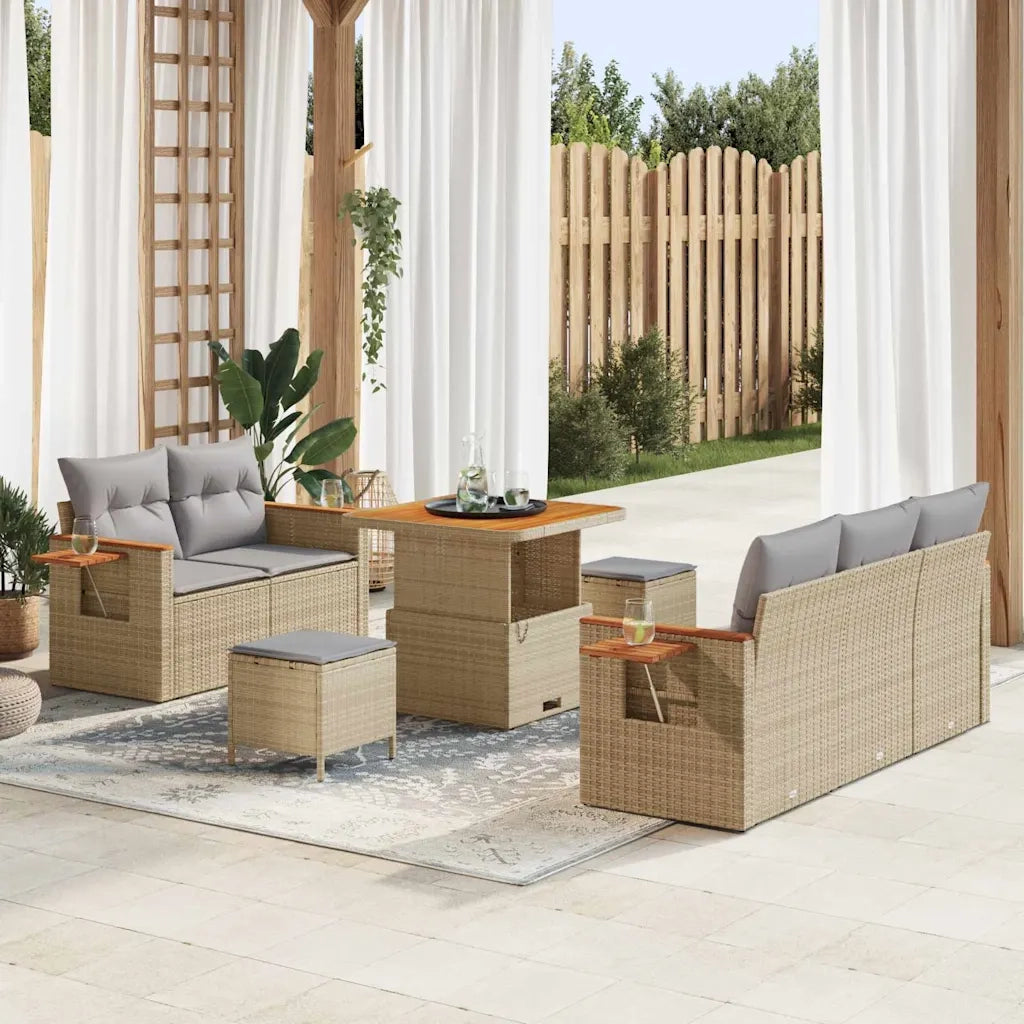 Set Divano da Giardino 10 pcs Beige e Grigio Chiaro polyrattan