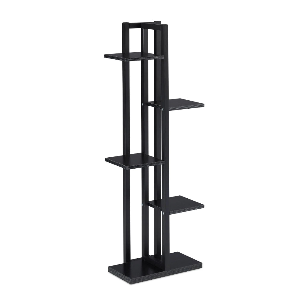 Scaffale per piante a scala 117 x 43 x 22 cm supporti robusti design contemporaneo in acciaio nero 13_0011041
