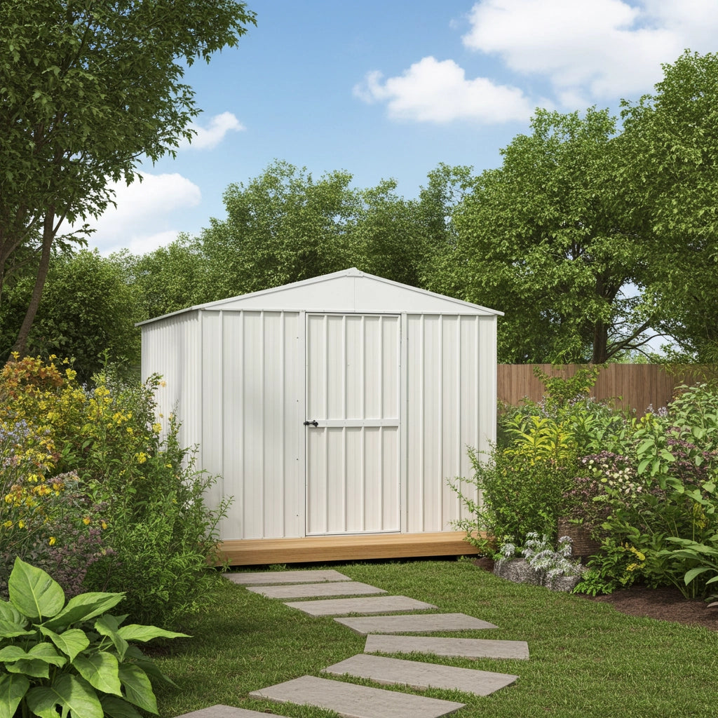 Box in Acciaio Zincato casetta attrezzi in lamiera 276x260cm x h2.12m - 110KG - 7,2mq- BIANCO