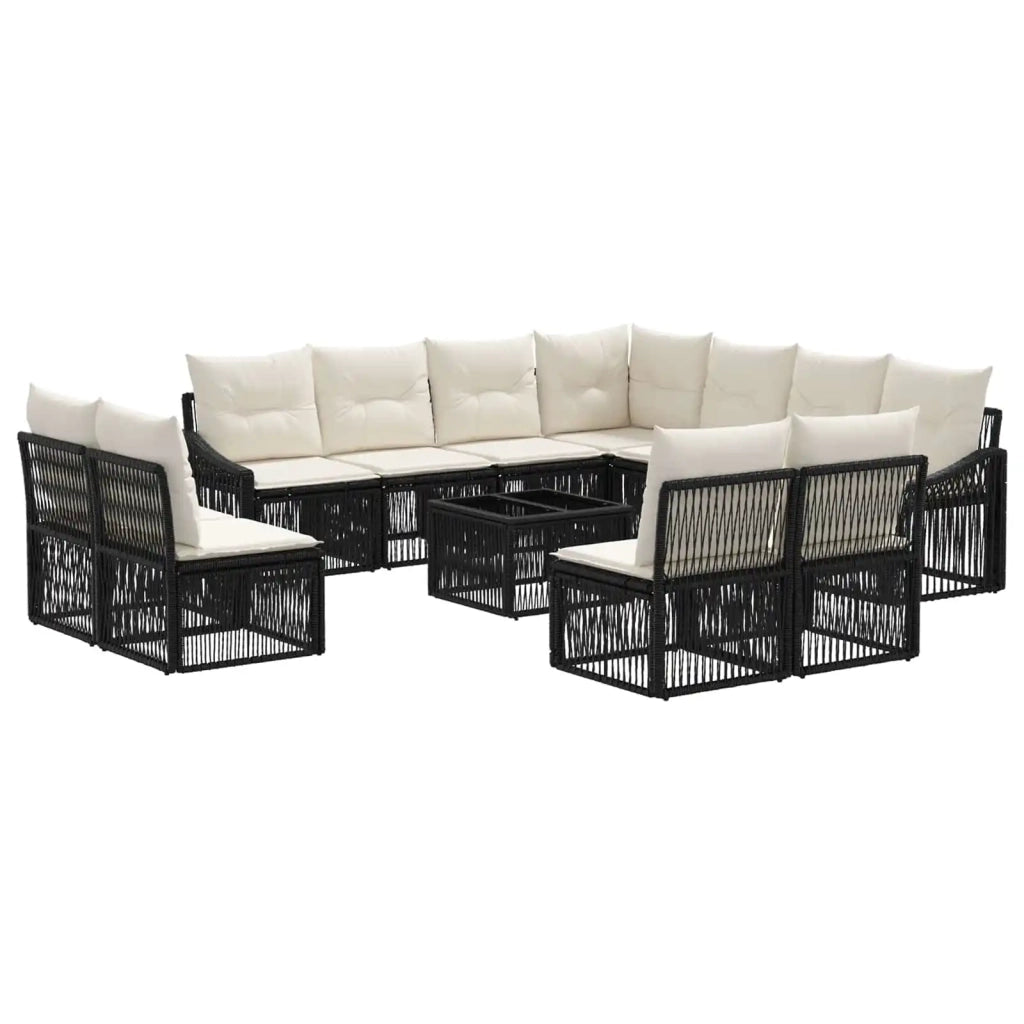 Set Divano da Giardino 12 pz Nero polyrattan 3436042