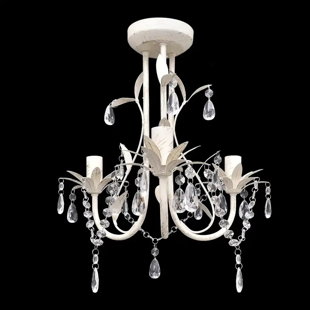 Lampadario da Soffitto Cristallo Elegante Bianco 240686