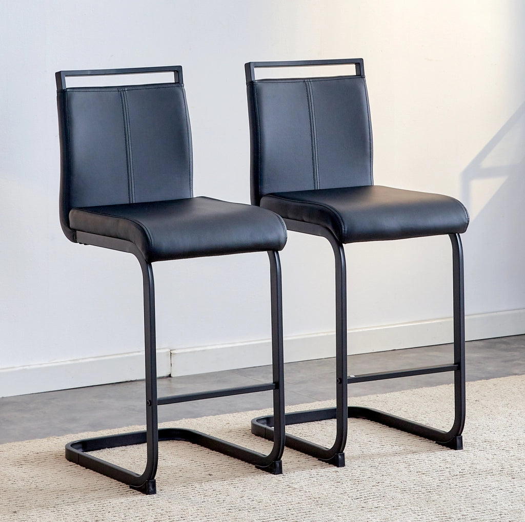 SGABELLO ALTO Set da 2 pezzi 96,5 cm Nero PU e metallo