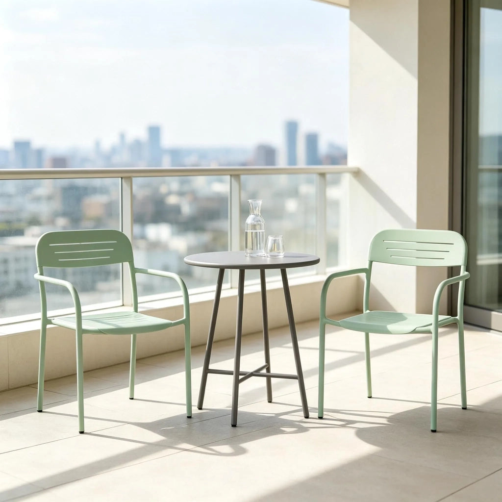 Set 2 sedie da giardino moderne, design compatto, impilabili