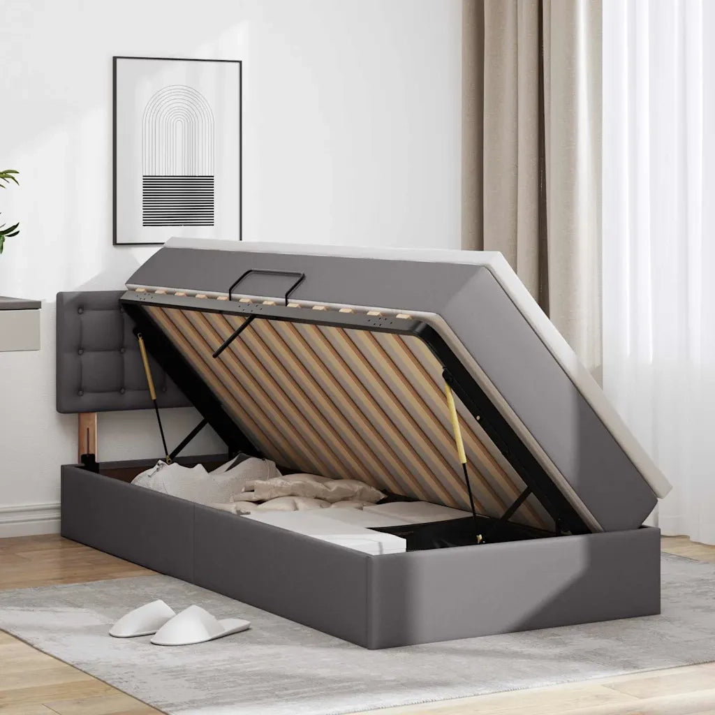 Letto con contenitore e materasso Grigio 90 x 200 cm 3370379