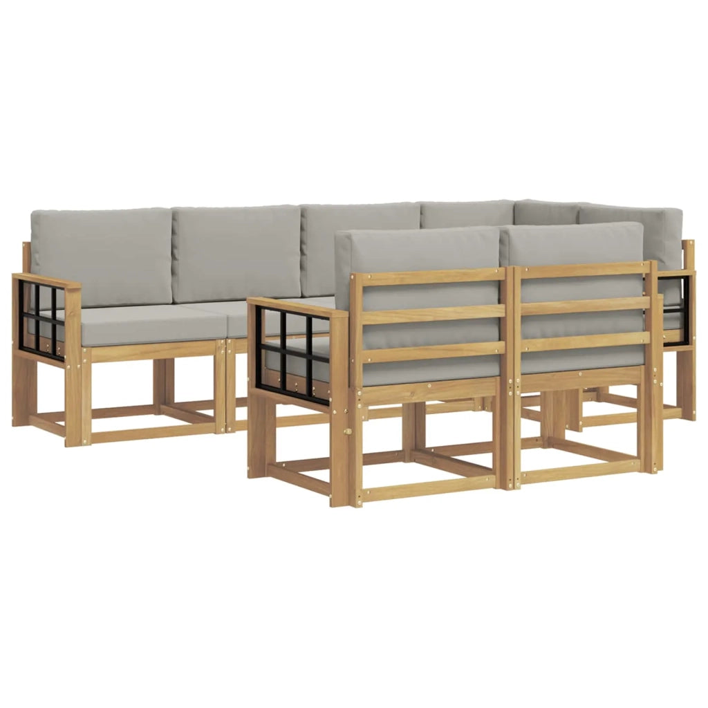 Set di divani da esterno 7 pz Bianco e Grigio Chiaro 3387780