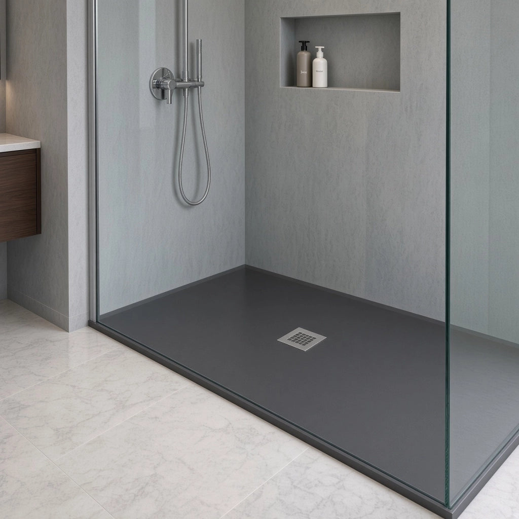 Piatto doccia rettangolare 100x120 cm effetto pietra marmoresina STONE Nero Grafite FRANCIA