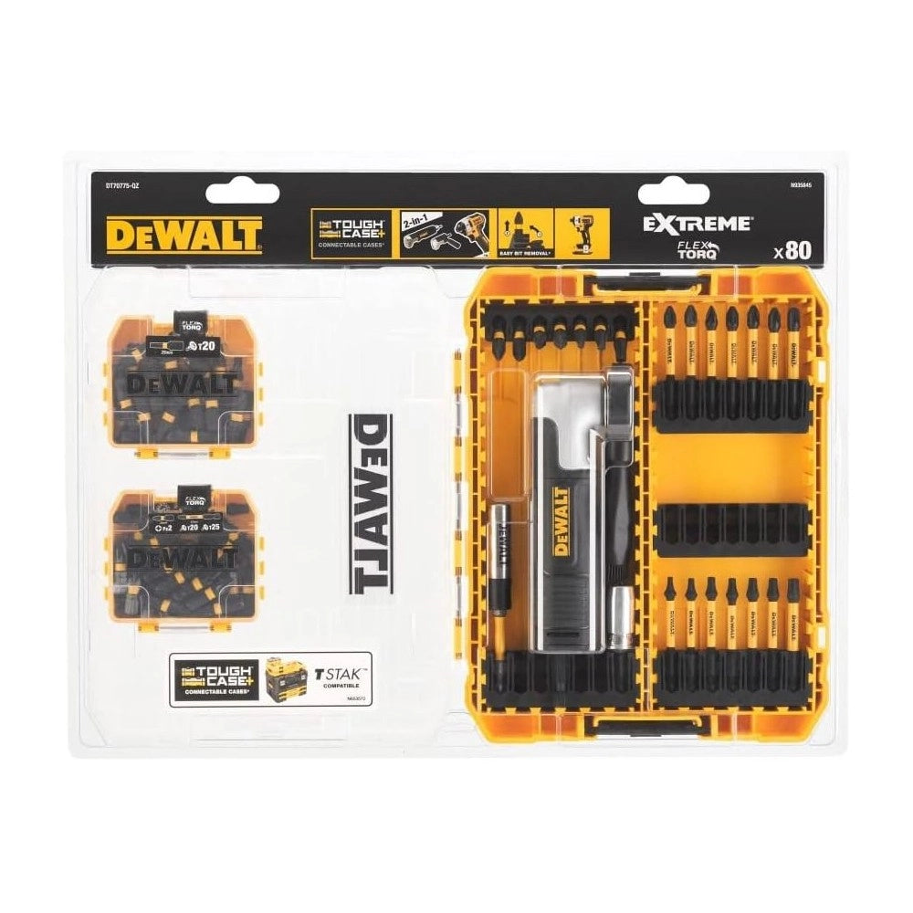Dewalt extreme kit da 80 pezzi - inserti adattatori ad angolo bussole