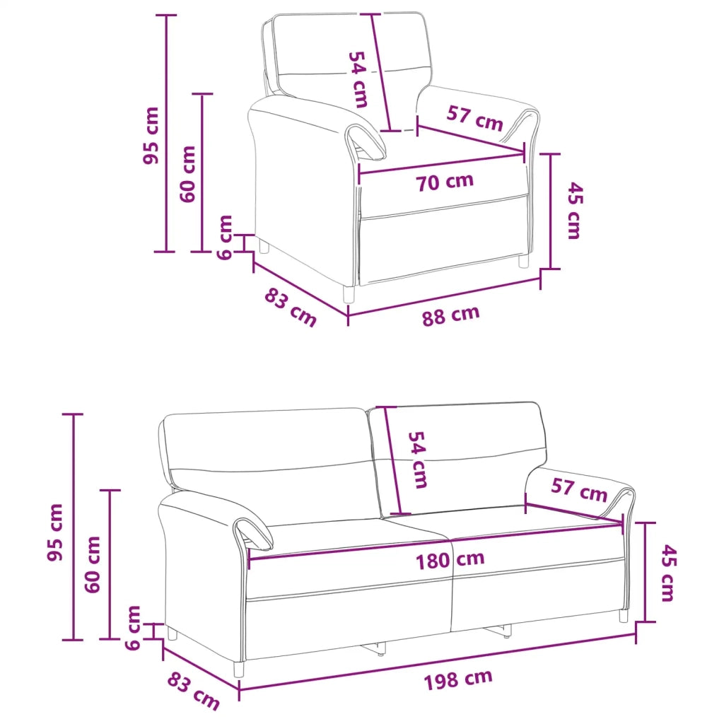 Set di divani 2 pz Rosa Tessuto 3424883