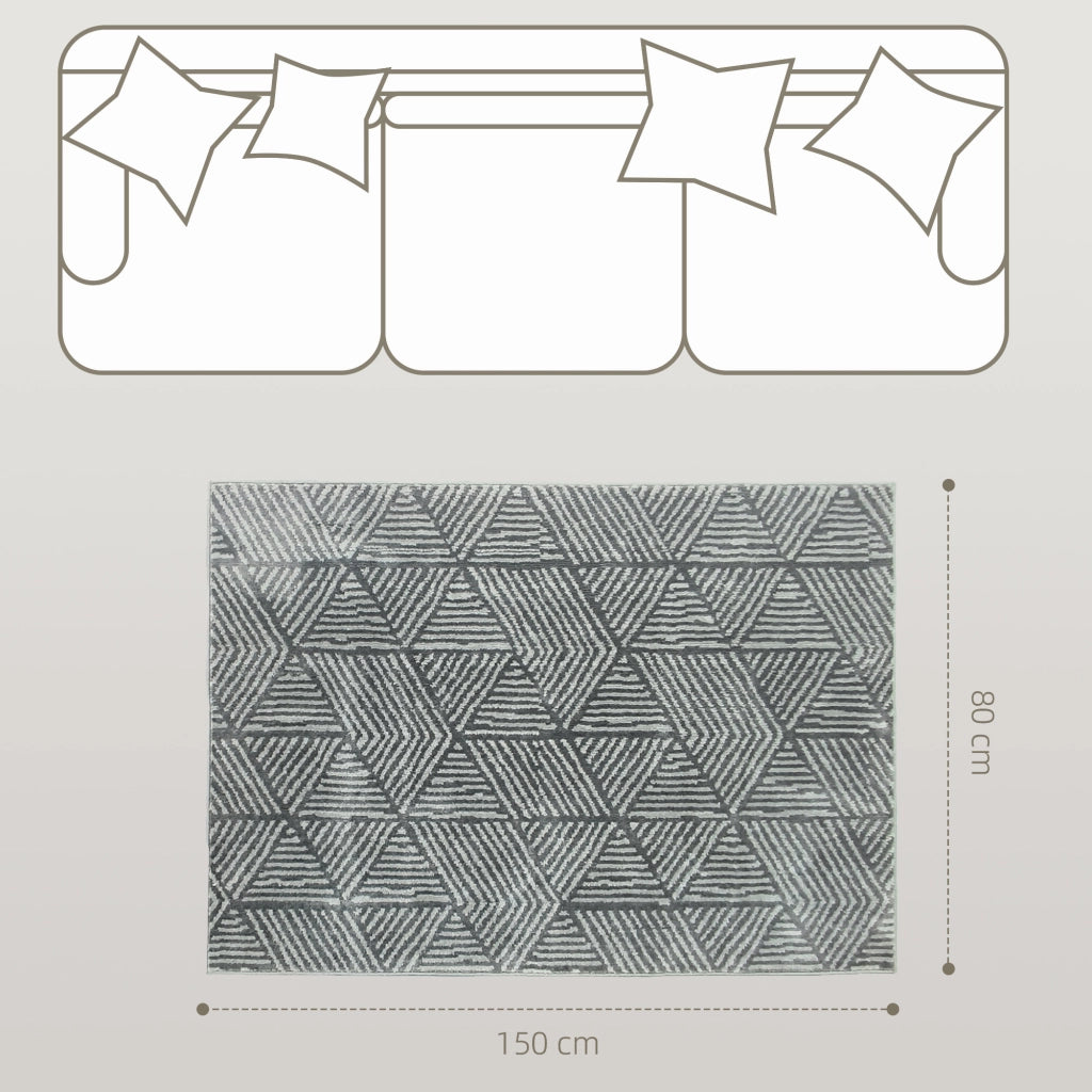 Tappeto Moderno Lavabile ¨C Xylo ¨C 150x80 cm Grigio Scuro