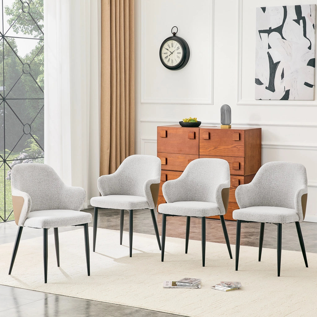SEDIA DA PRANZO Set da 2 pezzi 83 cm Tessuto grigio chiaro e metallo