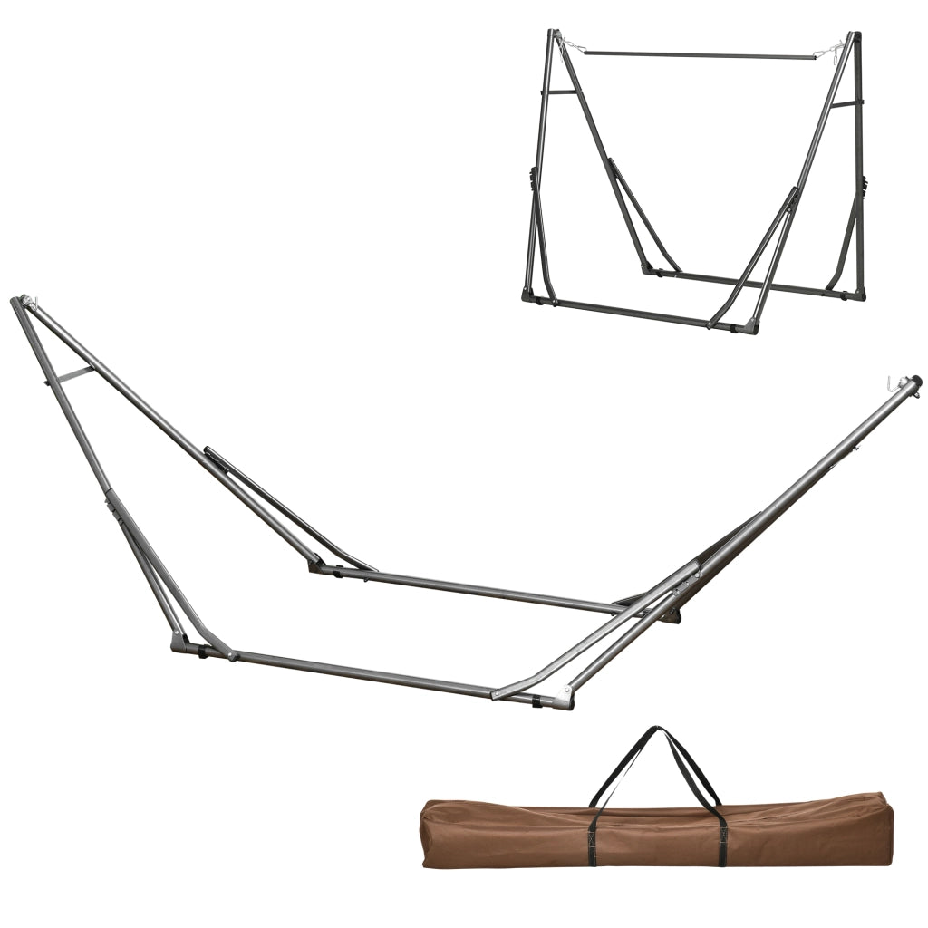 Supporto 2 in 1 per amaca e stendibiancheria, acciaio nero, resistente alle intemperie, pieghevole, 290 cm x 92 cm x 88 cm