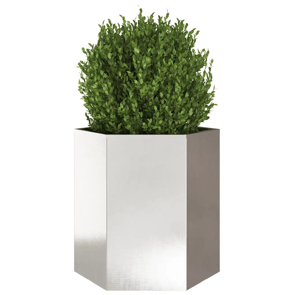 Fioriera da Giardino Esagono-Vaso da Esterno 46x40x45 cm in Acciaio