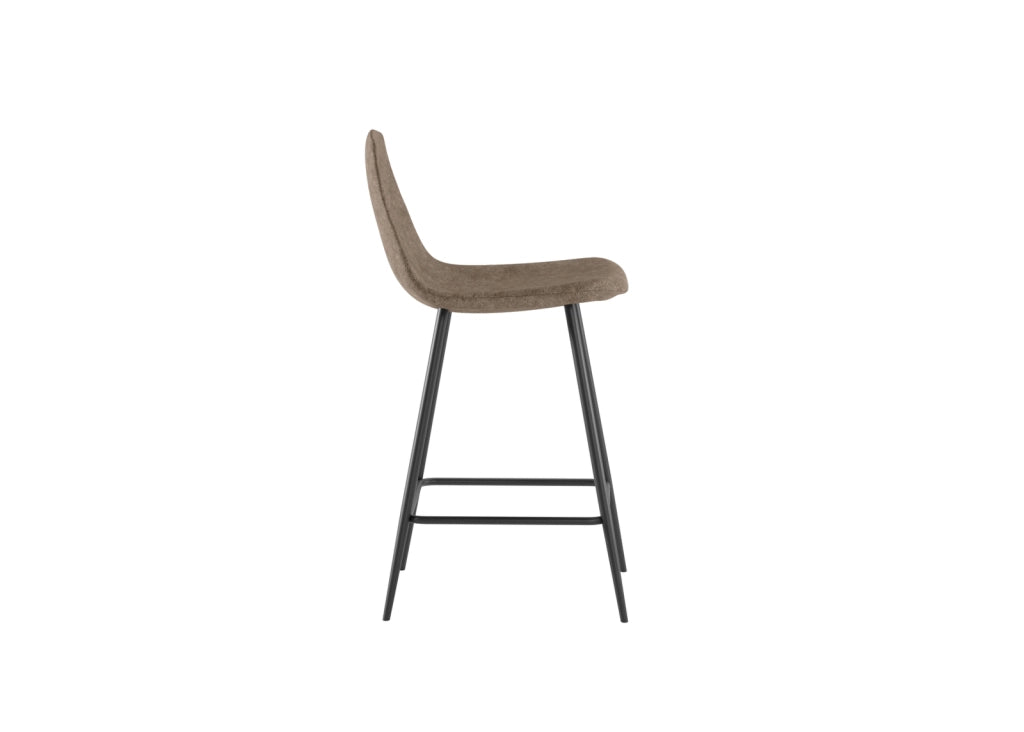 Sgabello Brigitte Tortora Vintage in Similpelle con Struttura in Metallo Antracite - Design Industriale per Arredo Interni Moderno