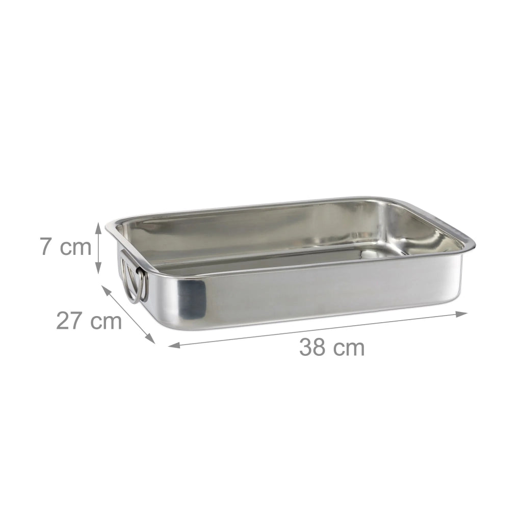 Set di 3 teglie da forno pratiche per forno barbecue 30 x 20 x 5 cm in acciaio inossidabile argentato 13_0004695