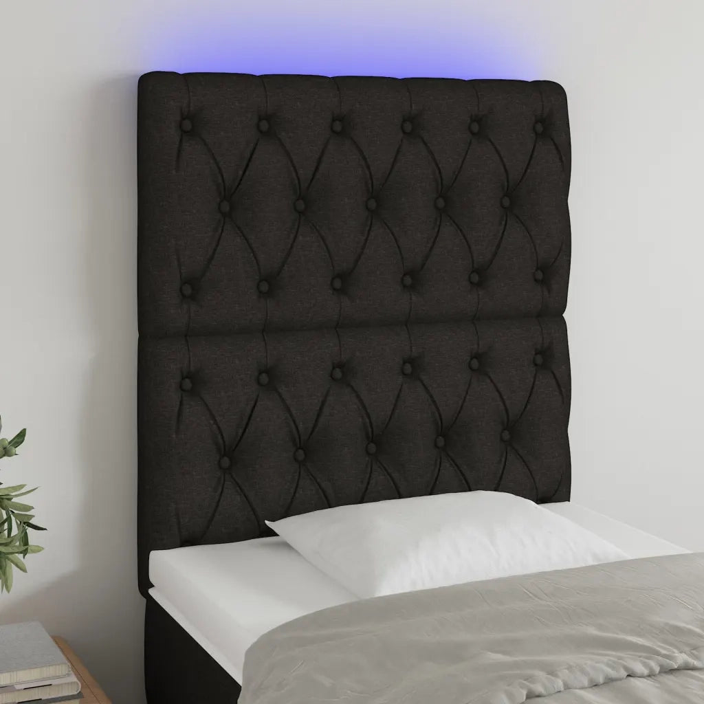 Testiera | Testata a LED nero 80x7x118/128cm in Tessuto