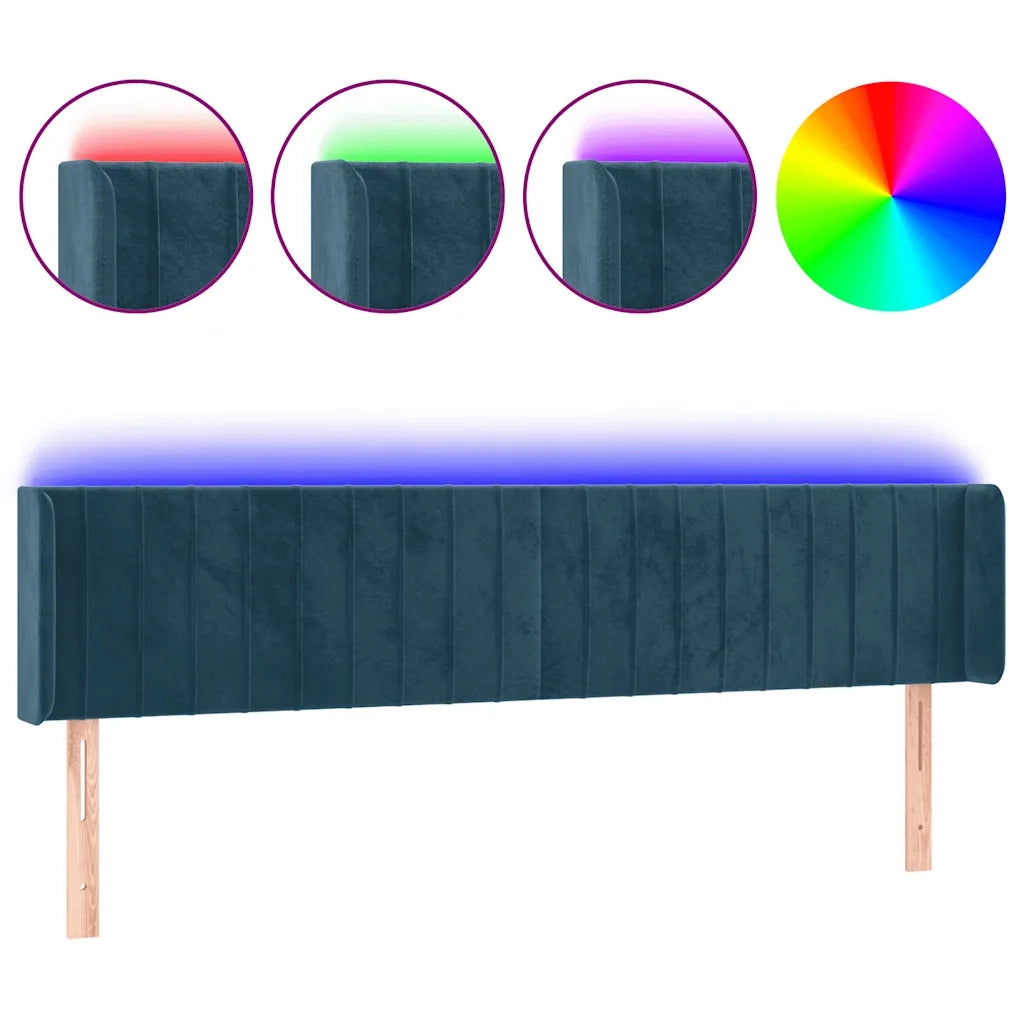 Testiera a LED Blu Scuro 163x16x78/88 cm in Velluto 3123532