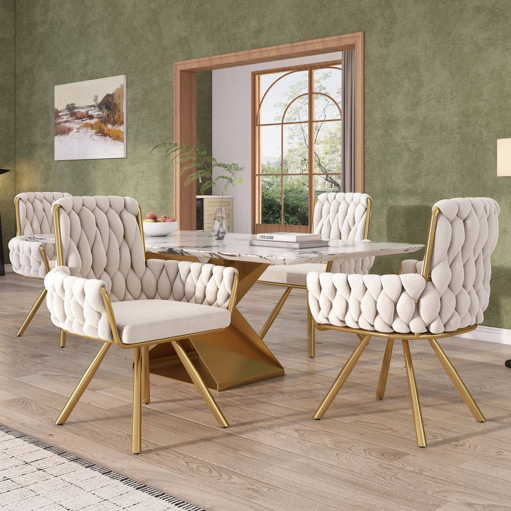 SEDIA Girevole 2 pezzi in velluto beige con braccioli e schienale alto